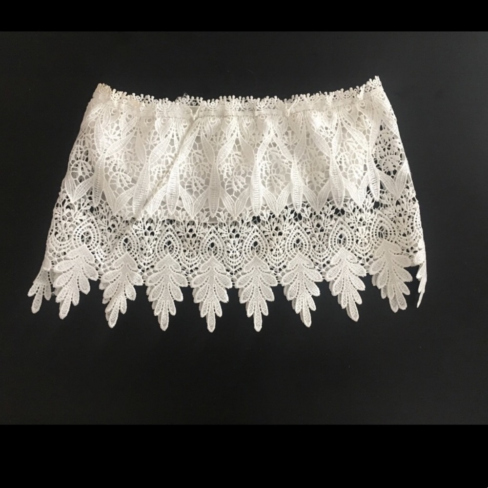 Tobi white lace crop top